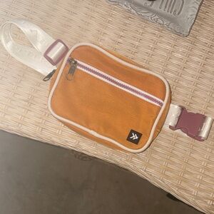 Stylish Orange Crossbody Bag with White Strap by Thread